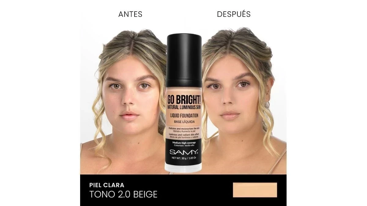 samy base liquida go brigth tono 002 beige