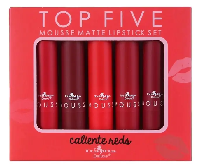TOP FIVE SET DE 5 LABIALES MATE COLECCIÓN CALIENTE NEDS