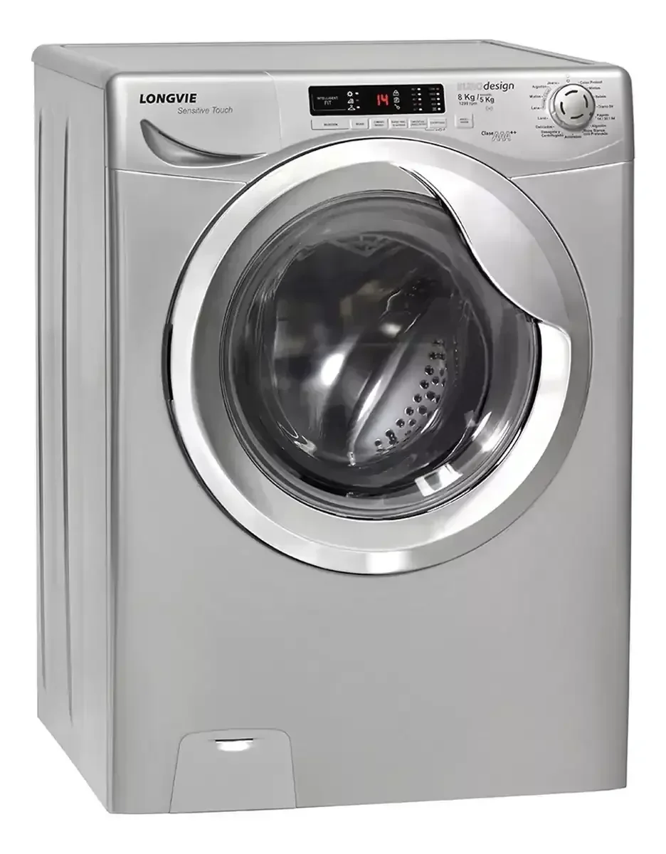 Lavasecarropas Automático Frontal Longvie Ls18012p Plata 8kg 2