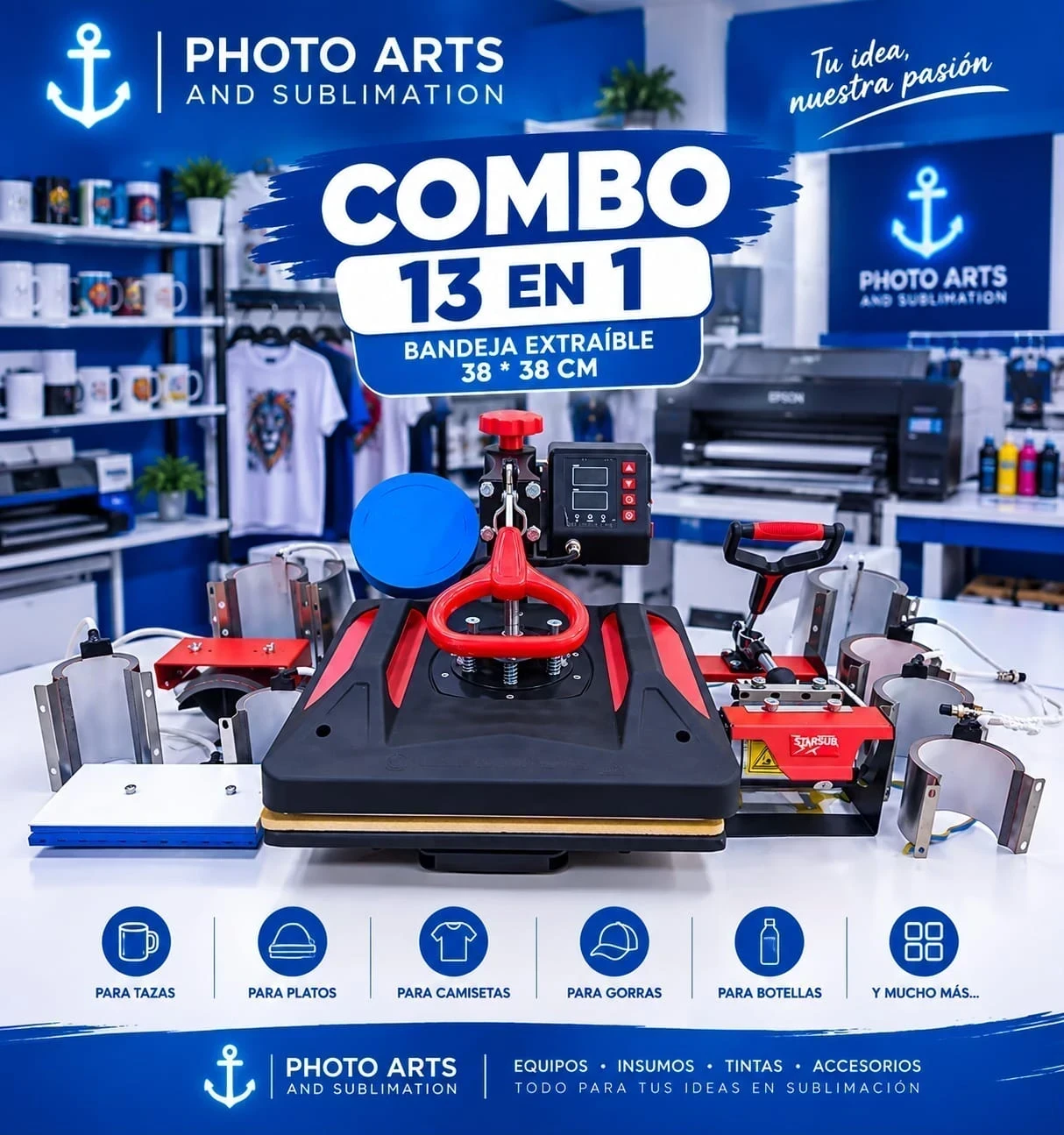 Combo 13 en 1 38*38 Bandeja Extraible 