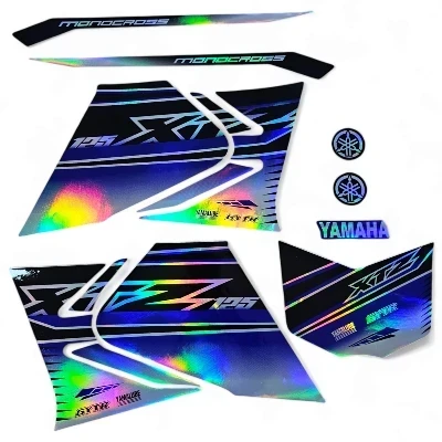 	 Xtz 125 Calcomanias 2023 Tornasol azul con negro