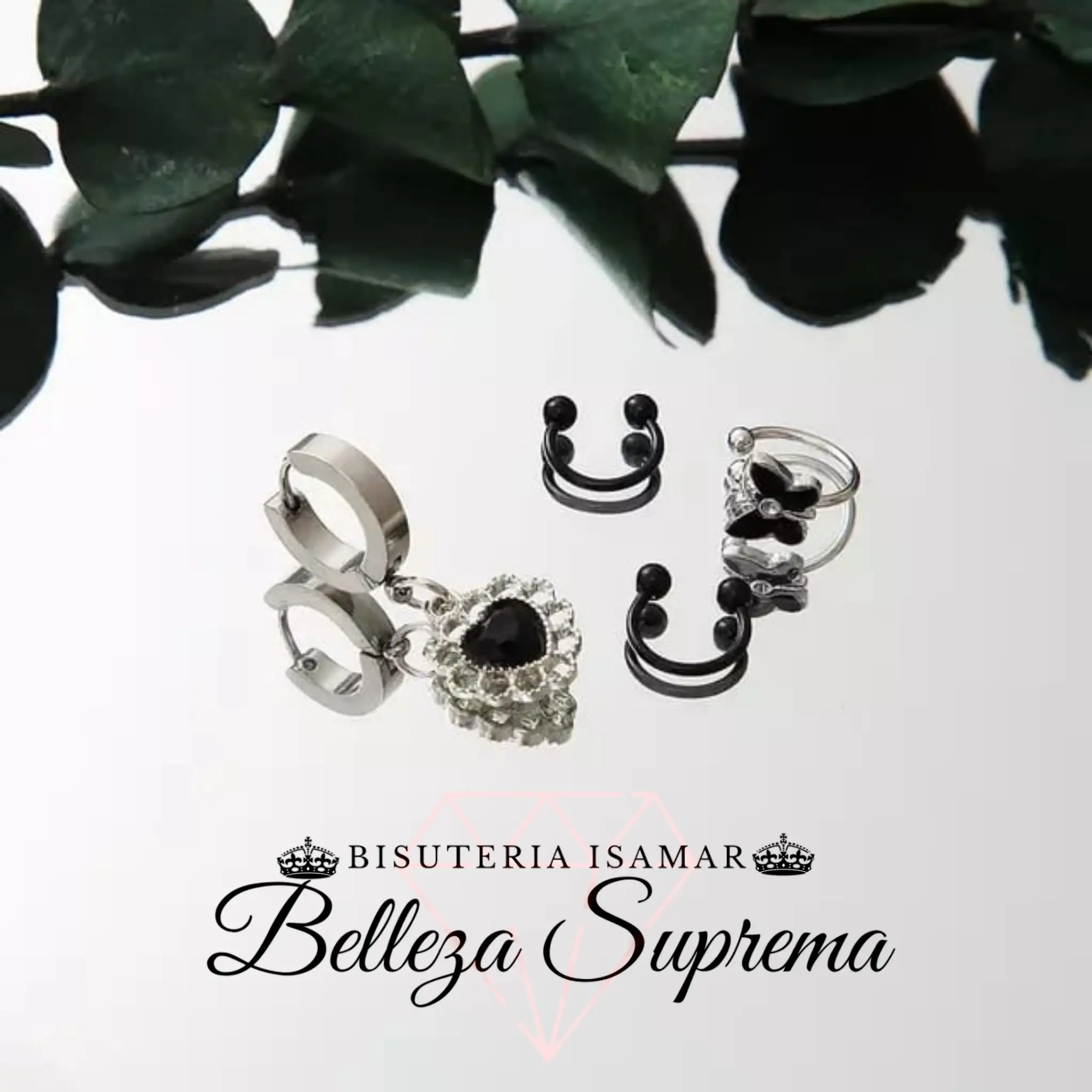 SET DE ARETES PIERCING OREJERA Y COLGANTE 3
