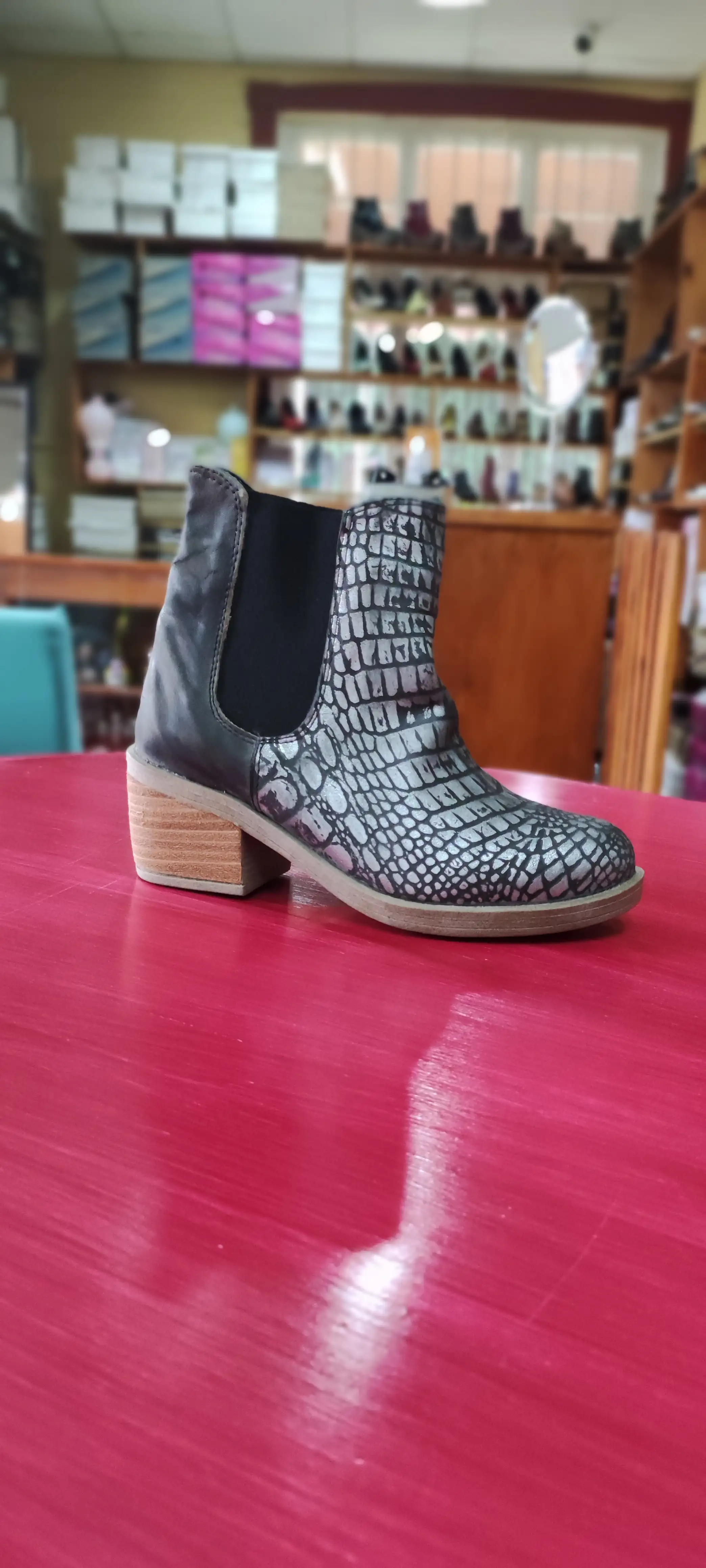 Botin print, talon gris 
