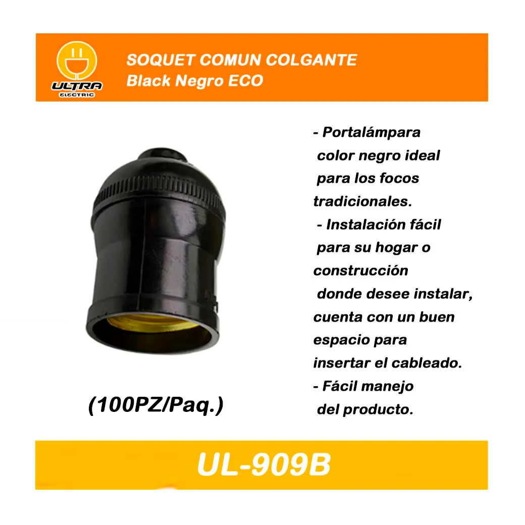 SOQUET COMUN COLGANTE Black Negro ECO 6A-250V