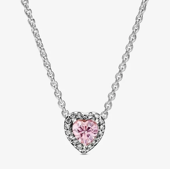Collar Corazón Relieve Rosa Brillante 