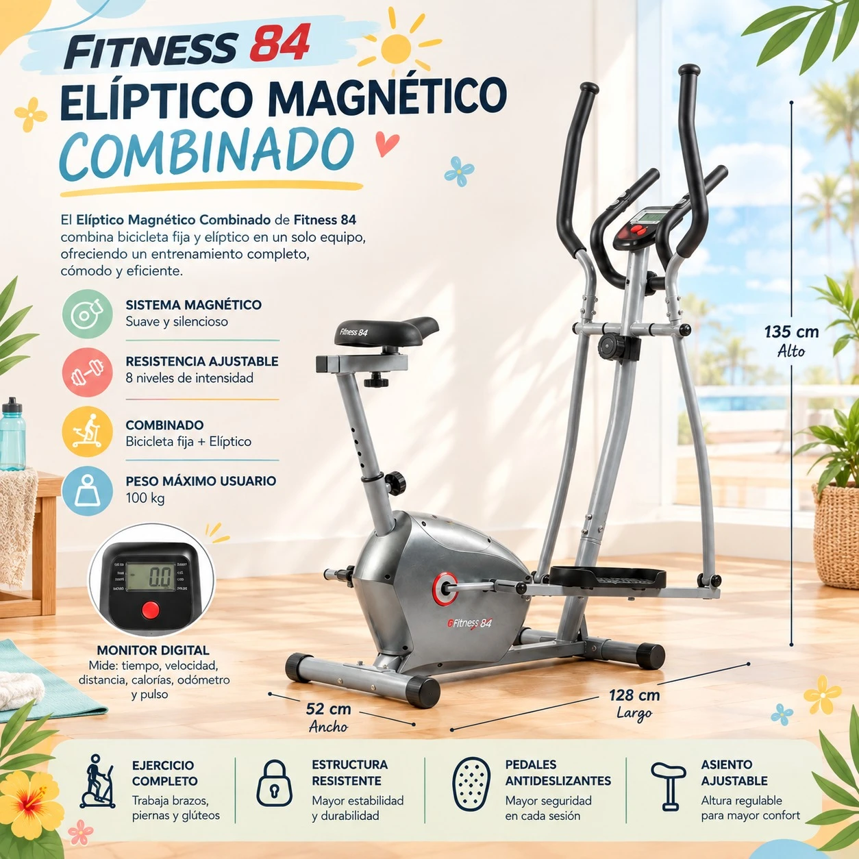 FITNESS 84 ELÍPTICO MAGNÉTICO COMBINADO