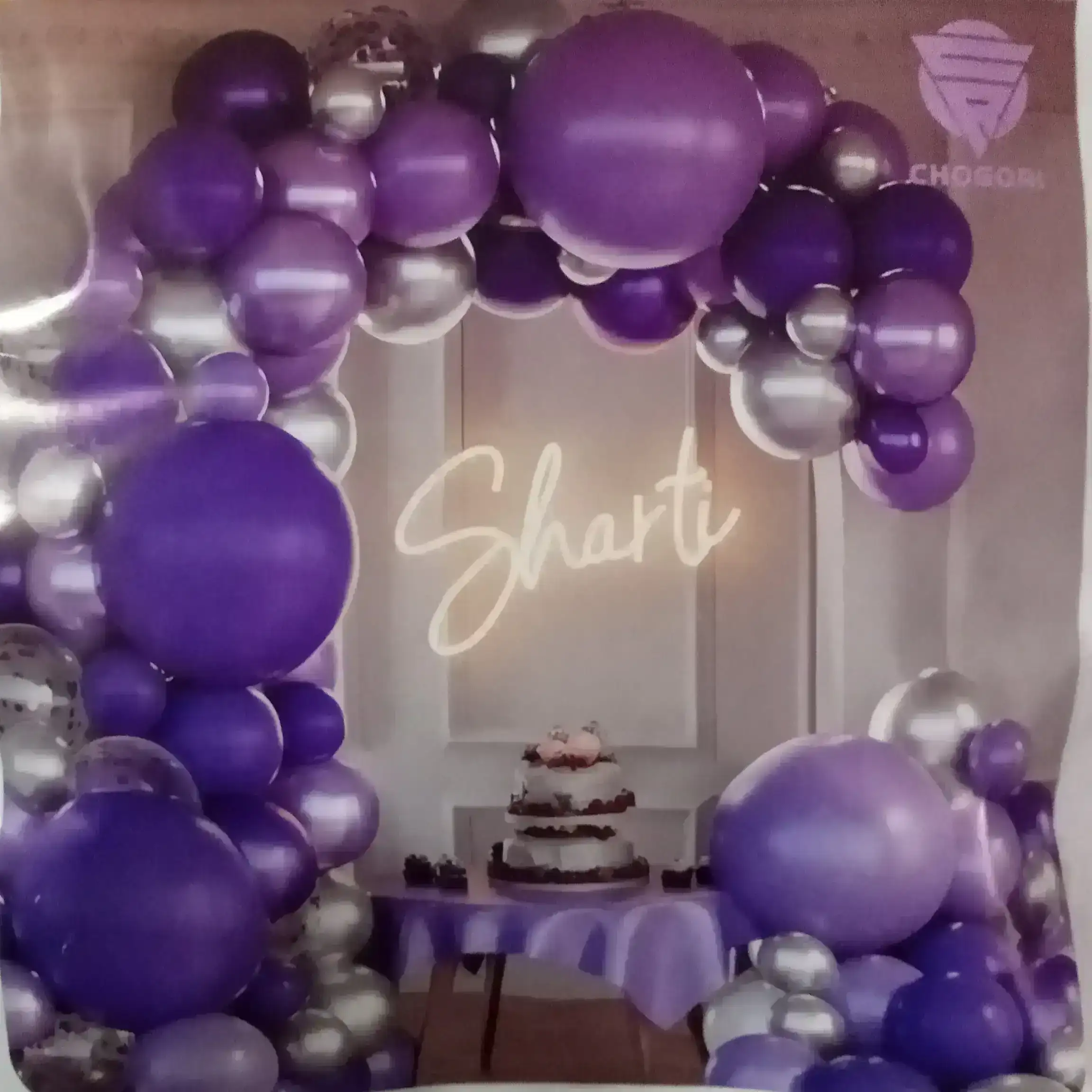 Set super guirnalda globos latex/ confetti violeta lila 119 pcs