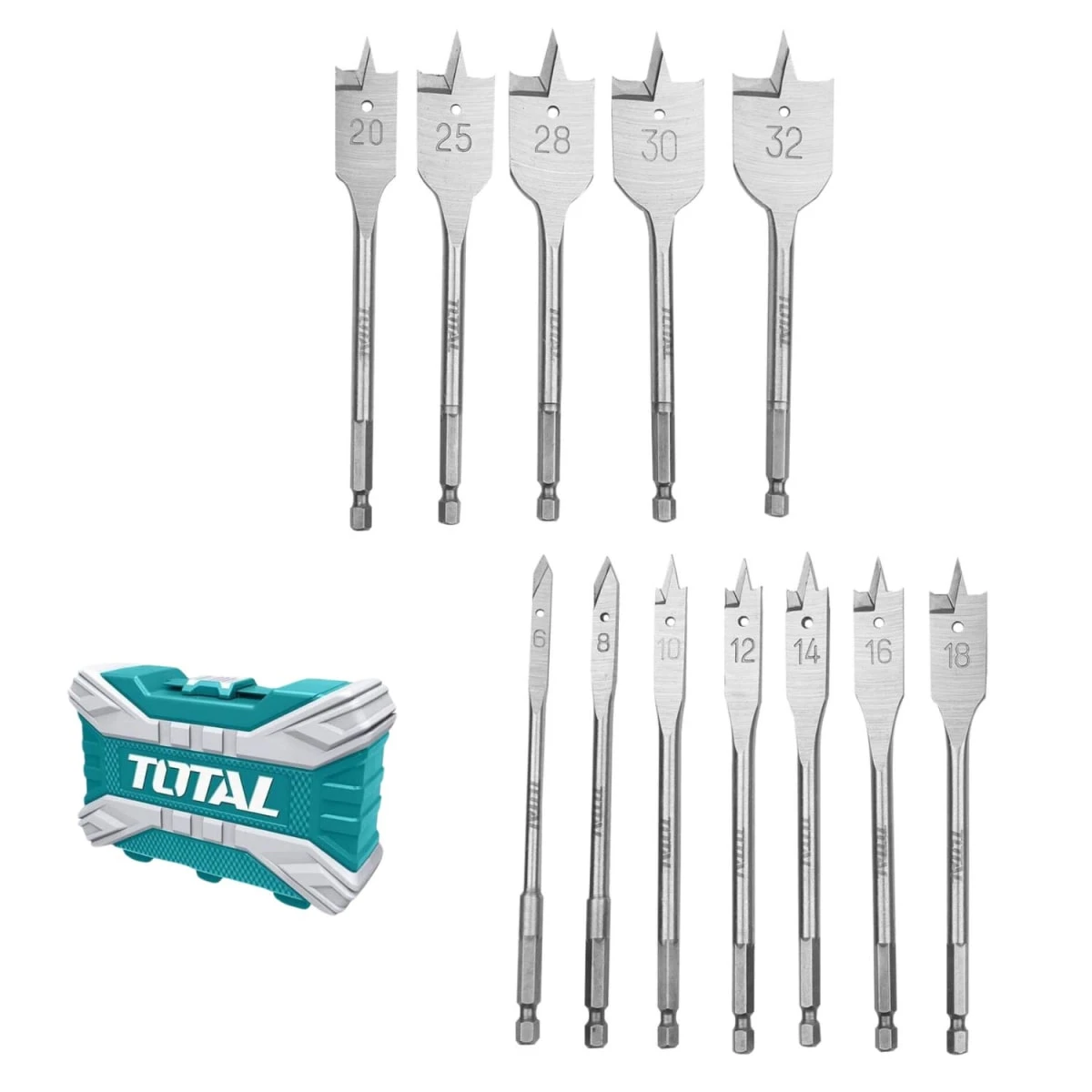 TACSDL1201 Set de brocas planas para madera 12 piezas total 2