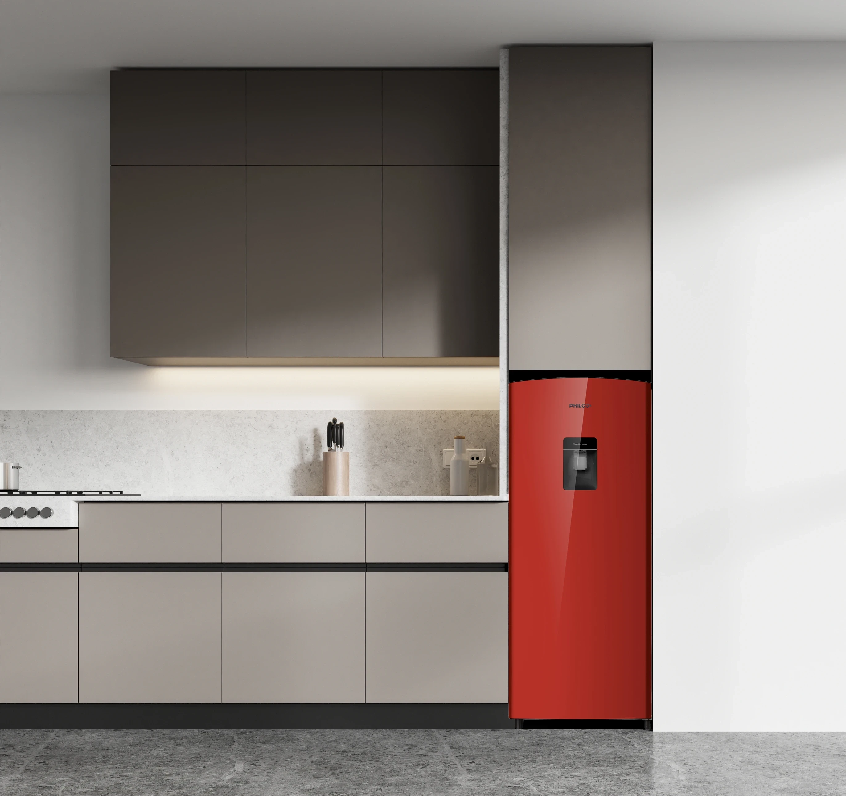 🧊HELADERA ONE DOOR PHILCO 161L CON DISPENSER ROJA 2