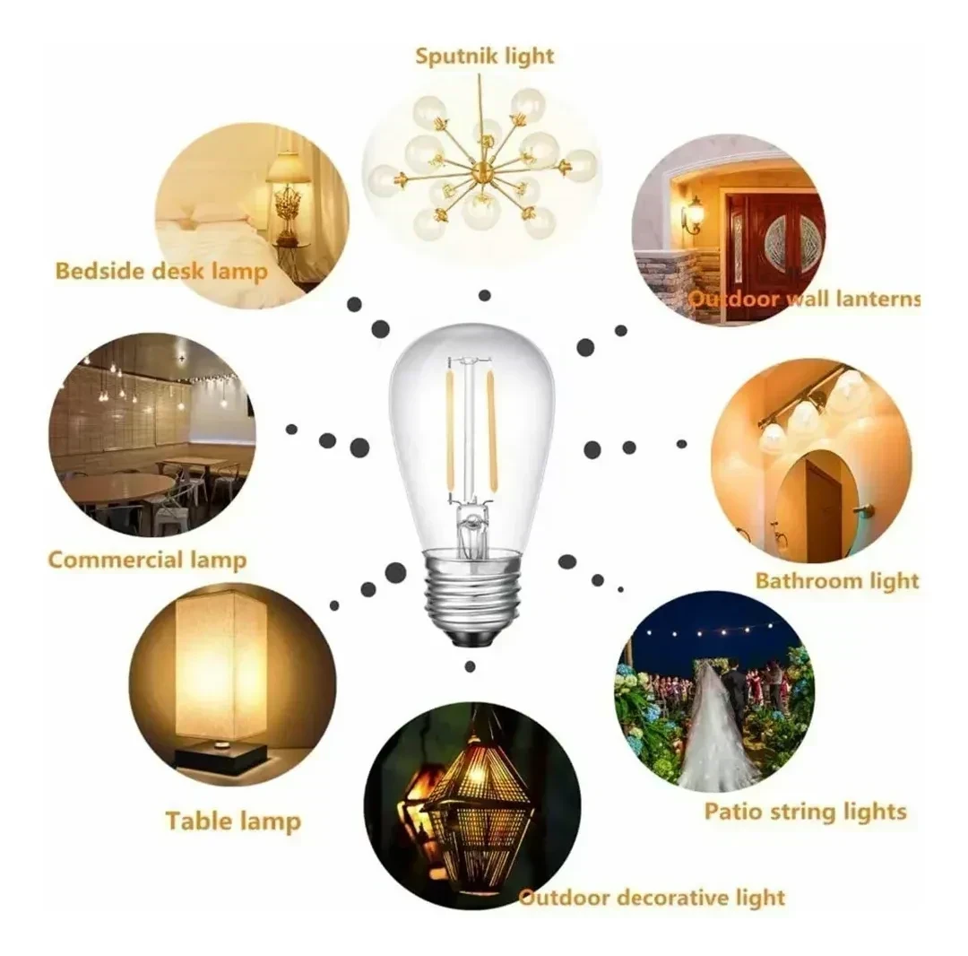 Guirnalda 10 Mts Y 10 Ampolletas 2W Luces Led Exterior E27 Navidad  5