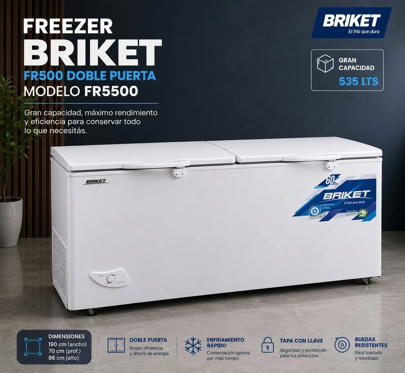 Freezer Briket FR5500 535Lts. Doble Puerta