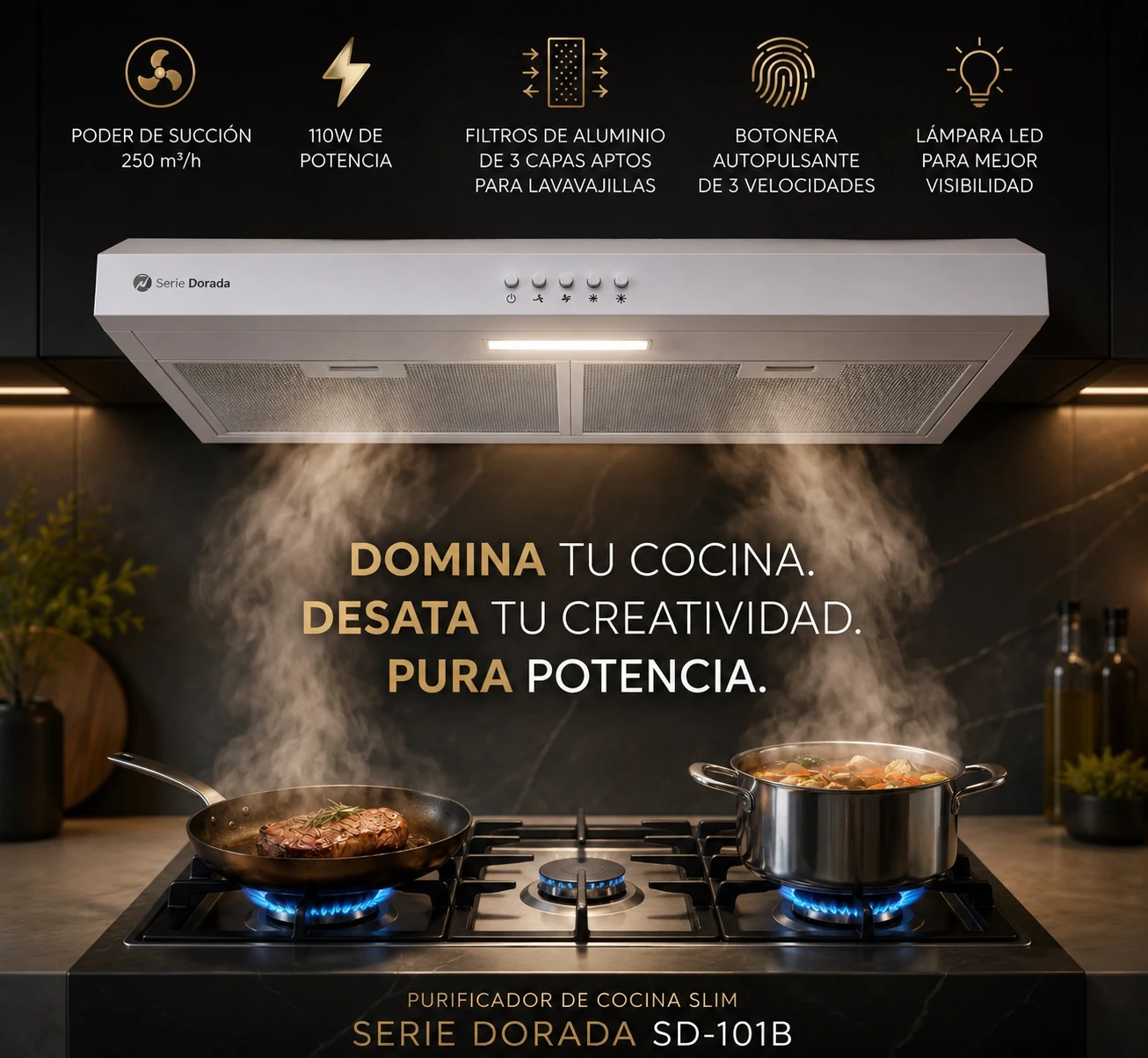 PURIFICADOR EXTRACTOR SERIE DORADA 60CM BLANCO 