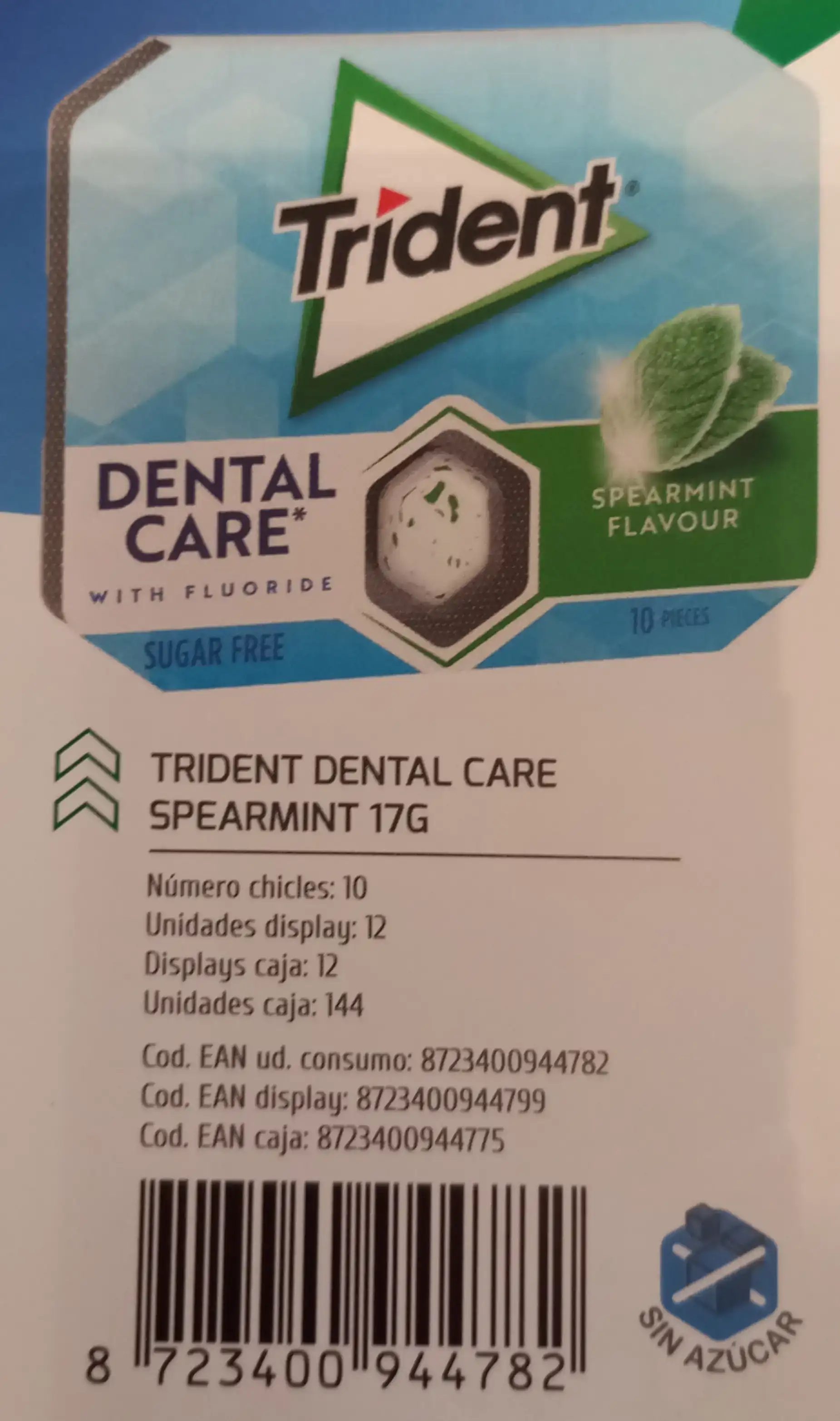 TRIDENT DENTAL CARE SPEARMINT 