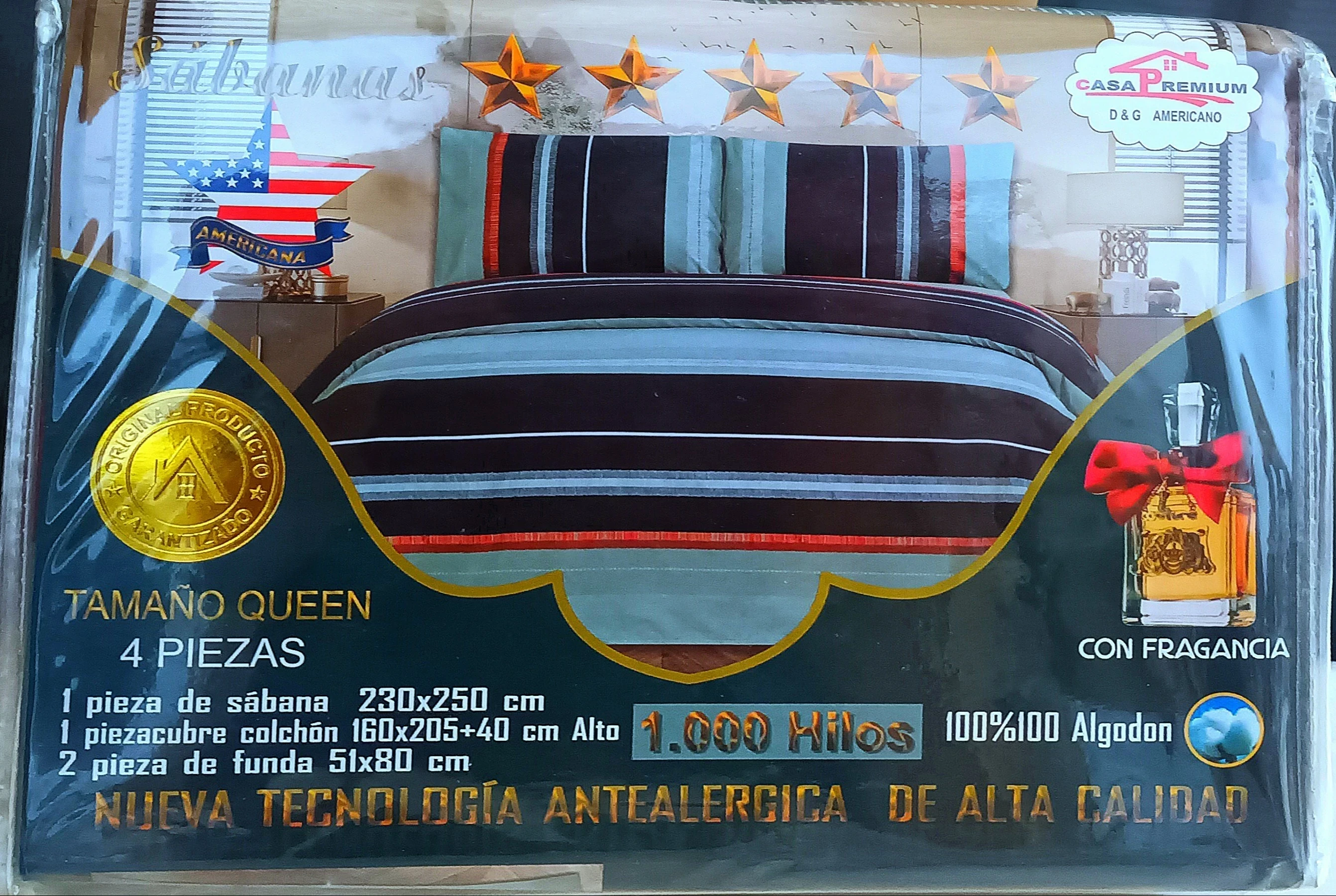 JUEGO DE SABANAS MEDIDA QUEEN: 2.30x2.50 CASAPREMIUM