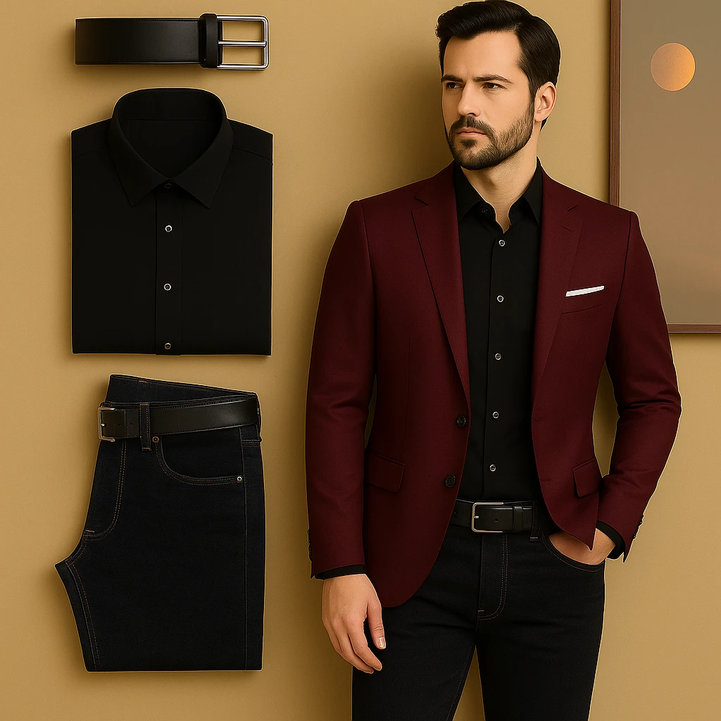 Blazers jean camisa y correa 7