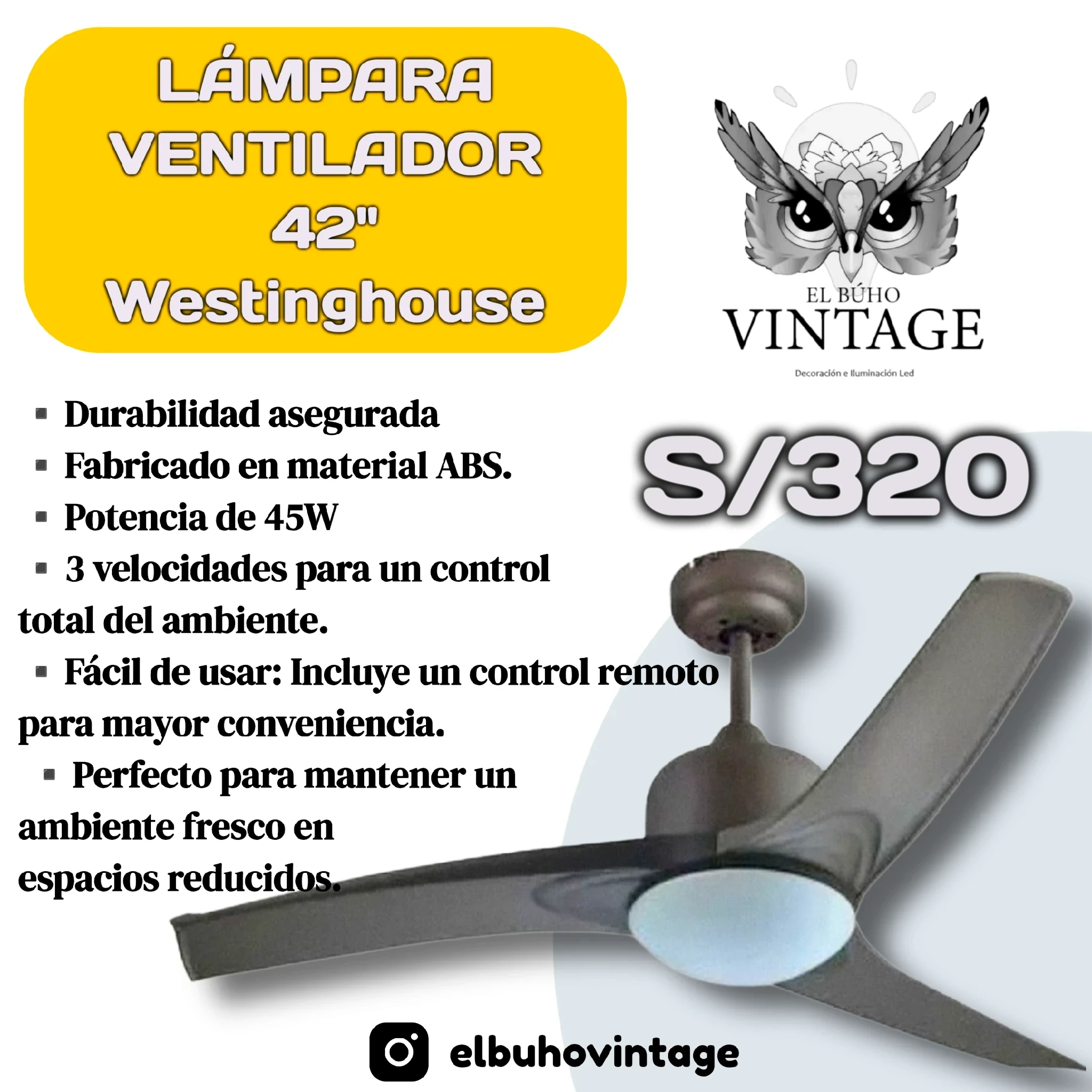 Lámpara Ventilador 42"  9