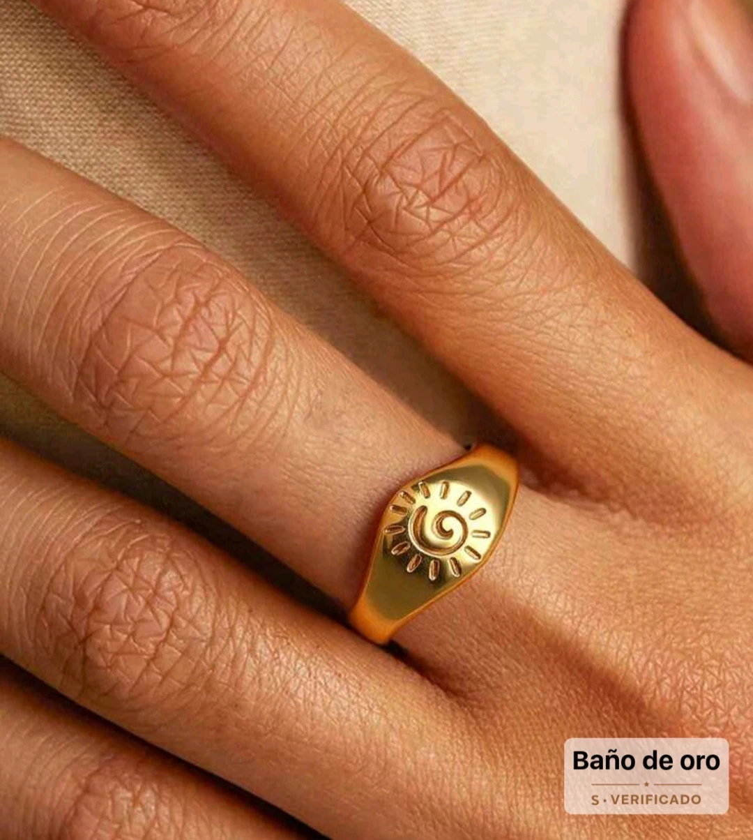 Anillo Unisex/ Diseño de hoja y sol. Ajustable