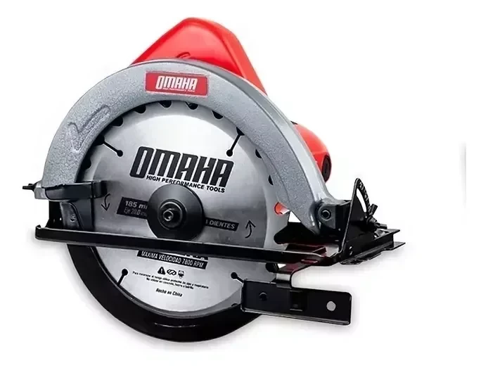 Sierra Circular Mano 1250w Omaha P/madera 185mm 7 1/4 C/hoja Color Rojo Frecuencia 50 Hz