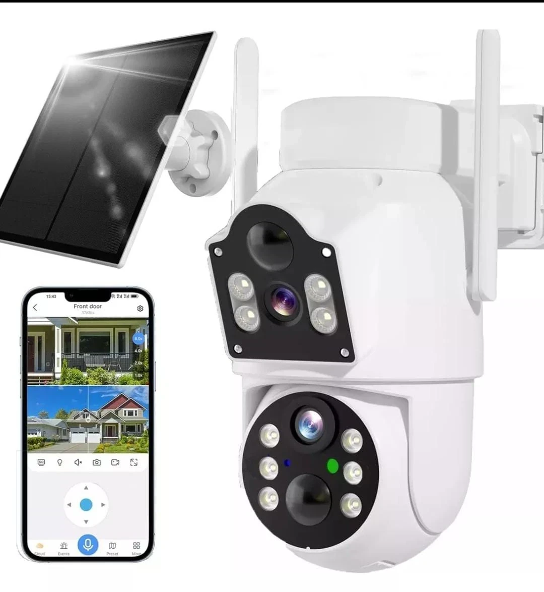 CÁMARA SOLAR EXTERIOR 360° DOBLE LENTE 2