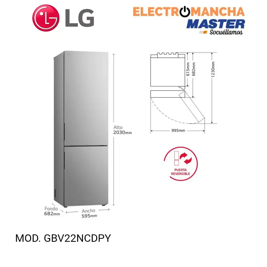 FRIGO COMBI LG MOD. GBV22NCDPY 2,03*60 INOX CLASE D 2