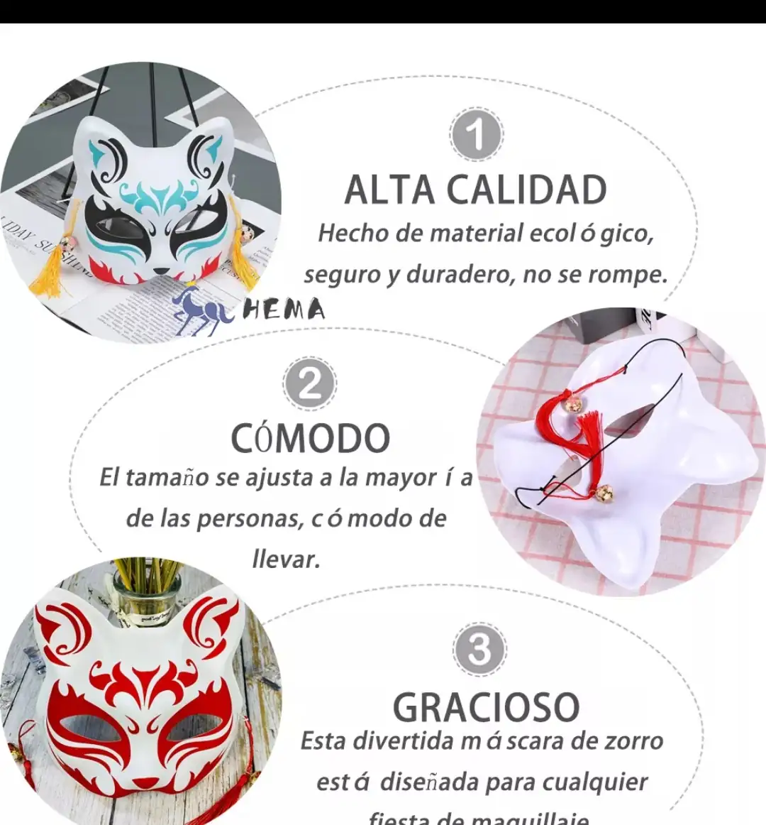 Mascara luminosa de zorro estilo japones  3