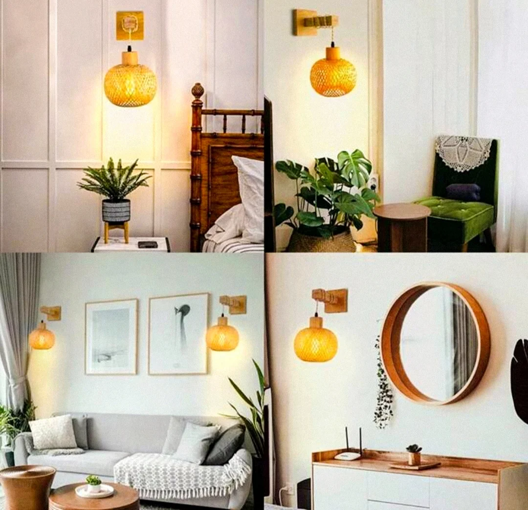 Elegancia Natural: Aplique de Pared en Ratán 10
