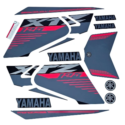XTZ 125 Calcomanias 2023 gris lineas rojas