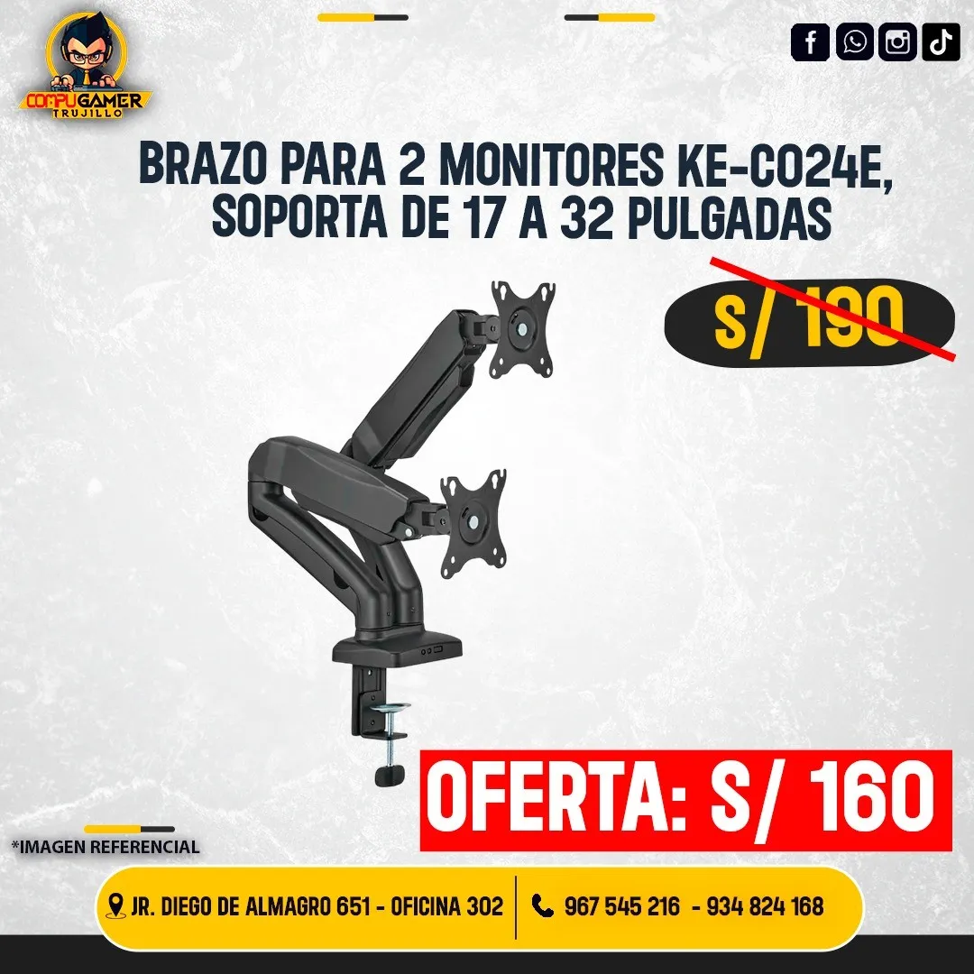 BRAZO PARA 2 MONITORES KE-CO24E