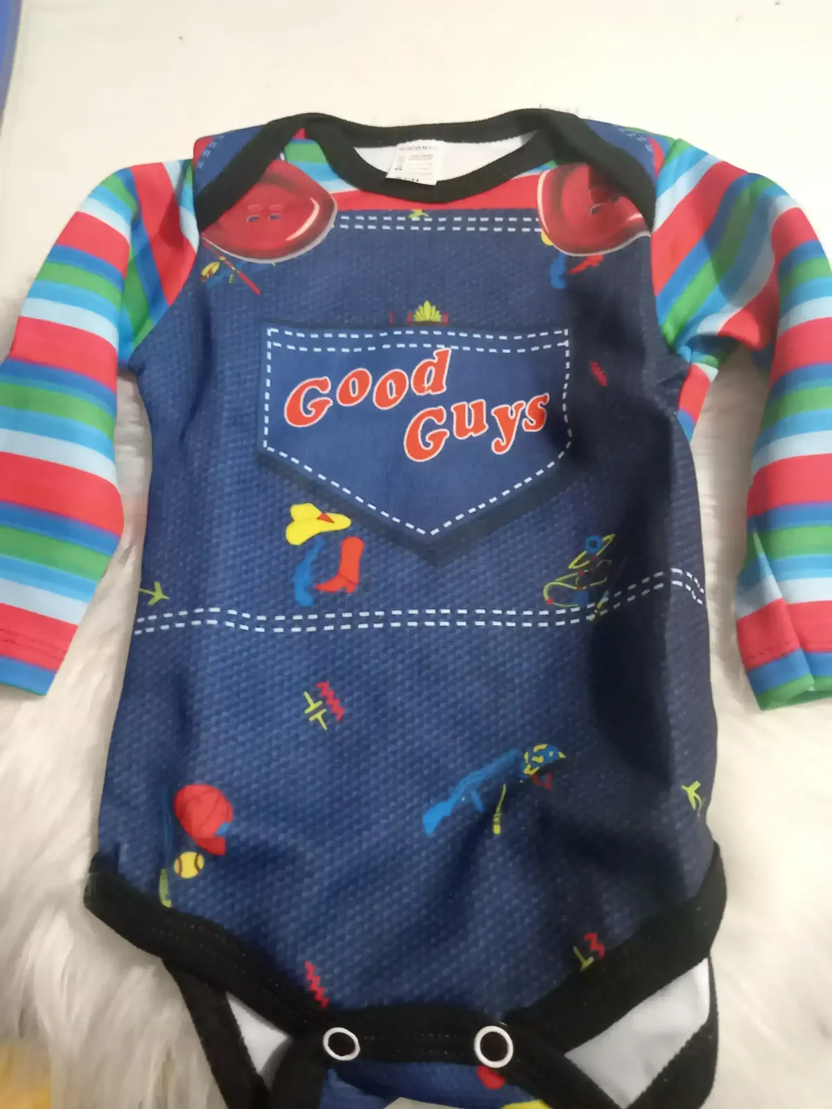 Pañalero de Chucky manga larga talla 0-3 m y 3-6 m 