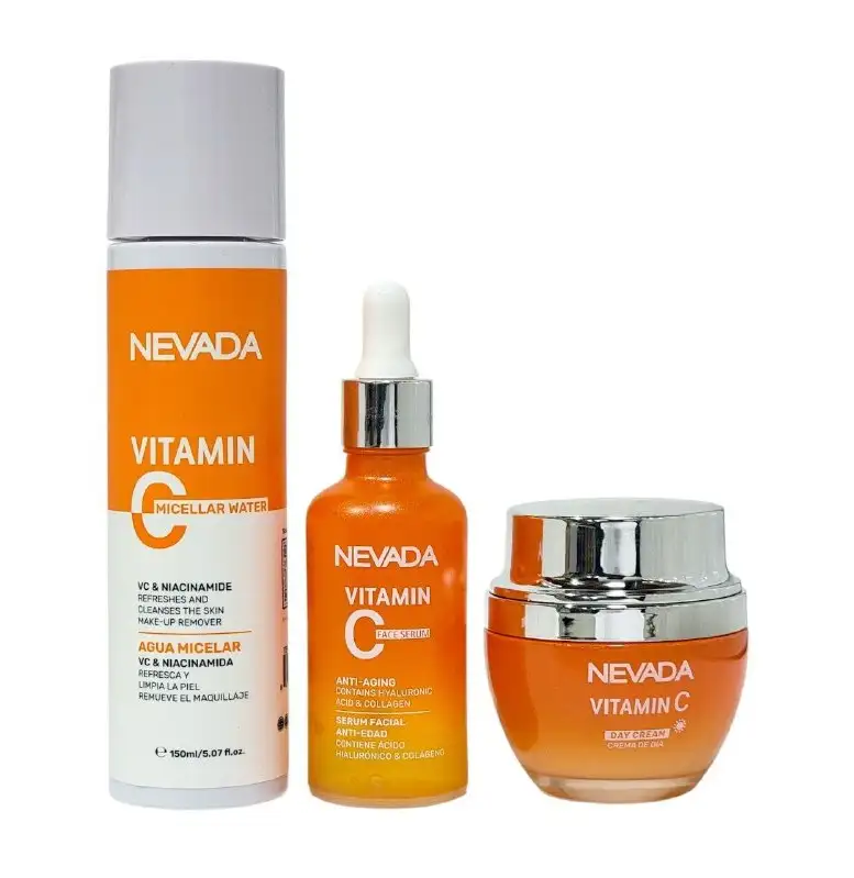 SET FACIAL DE VITAMINA C ANTIEDAD DE 3 PIEZAS HIDRATANTE REJUVENECEDORA NEVADA 4