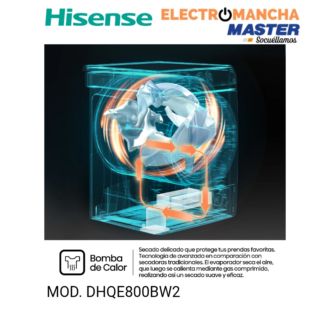 SECADORA HISENSE DHQE800BW2  B. DE CALOR 8 KG A++ 8