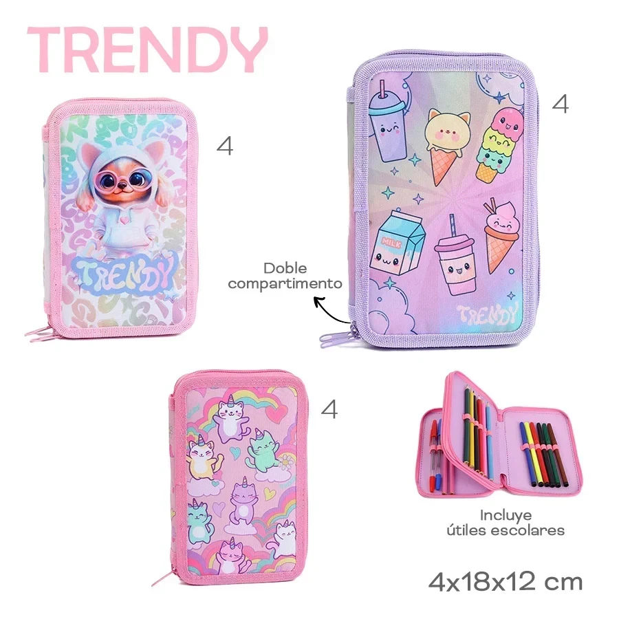 CARTUCHERA C/UTILES TRENDY 53834