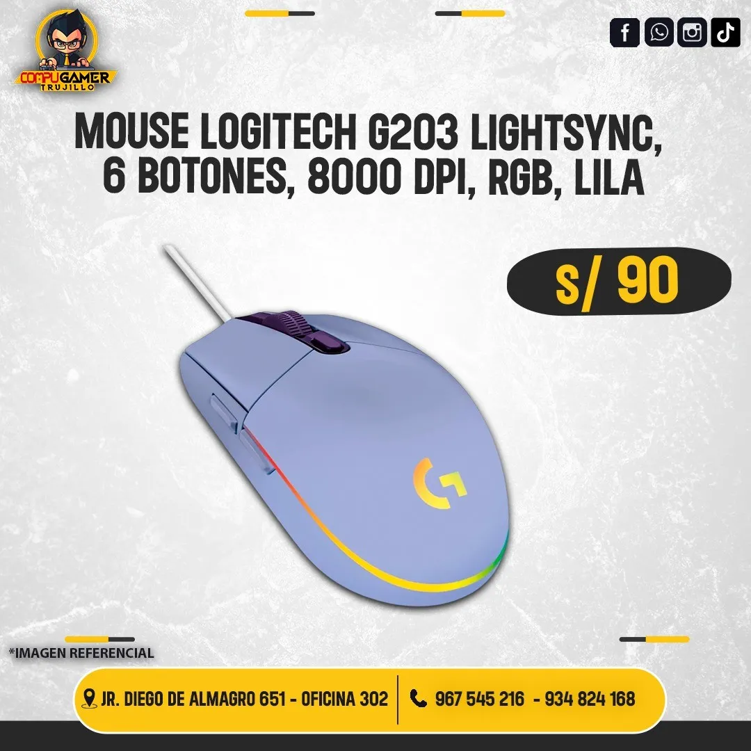 MOUSE LOGITECH G203 LIGHTSYNC LILA