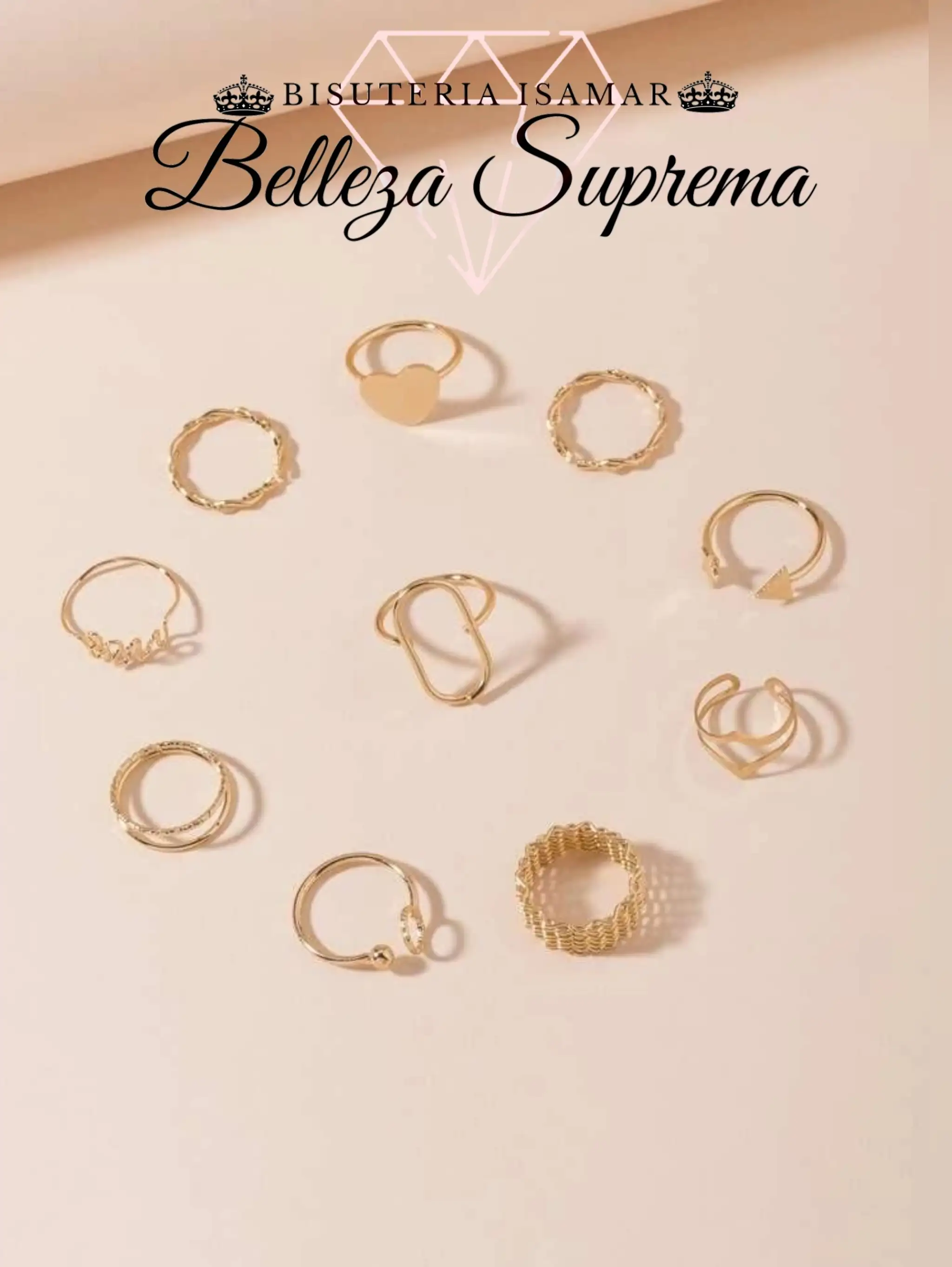 SET DE ANILLOS DORADOS MALLA 10 3
