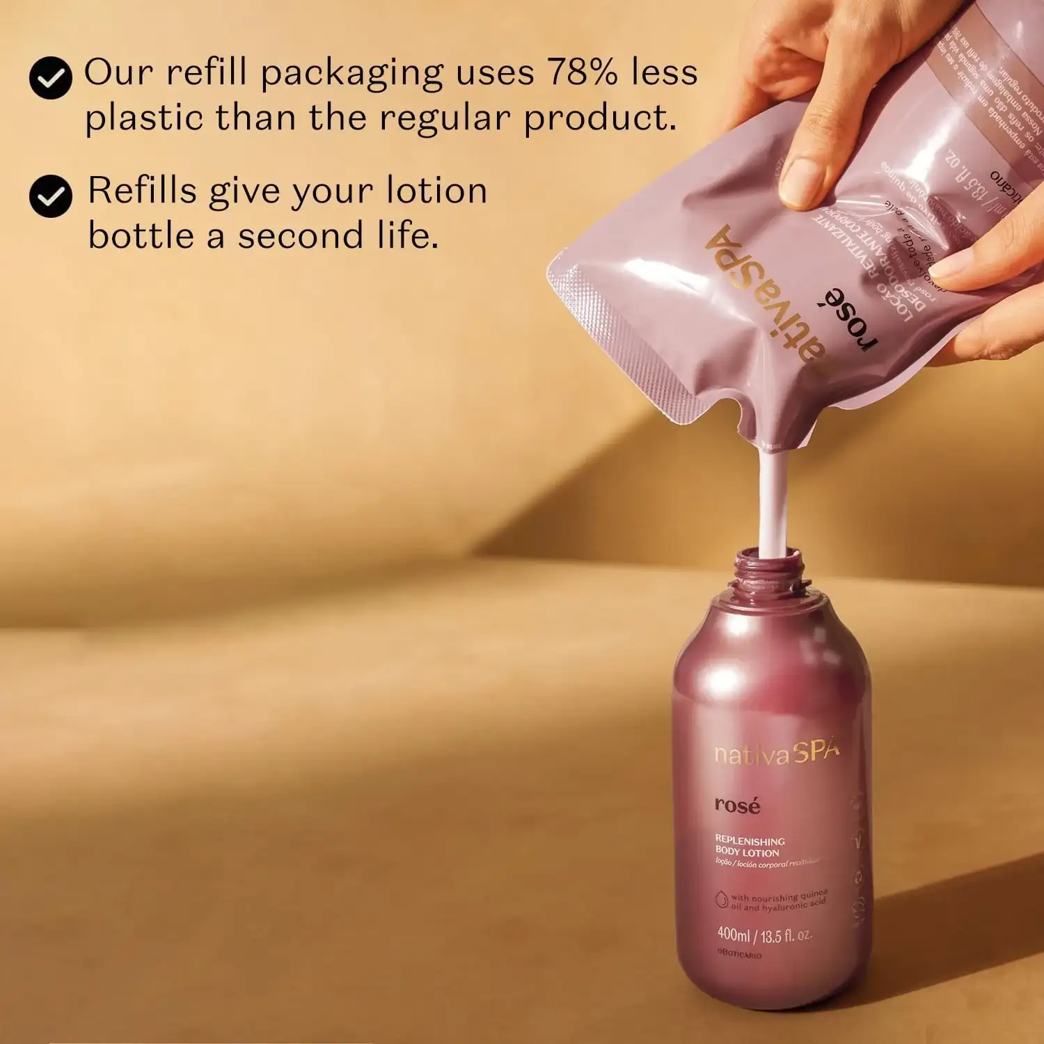 Recarga Nativa SPA Loción Hidratante Corporal Rosé, 400ml 2