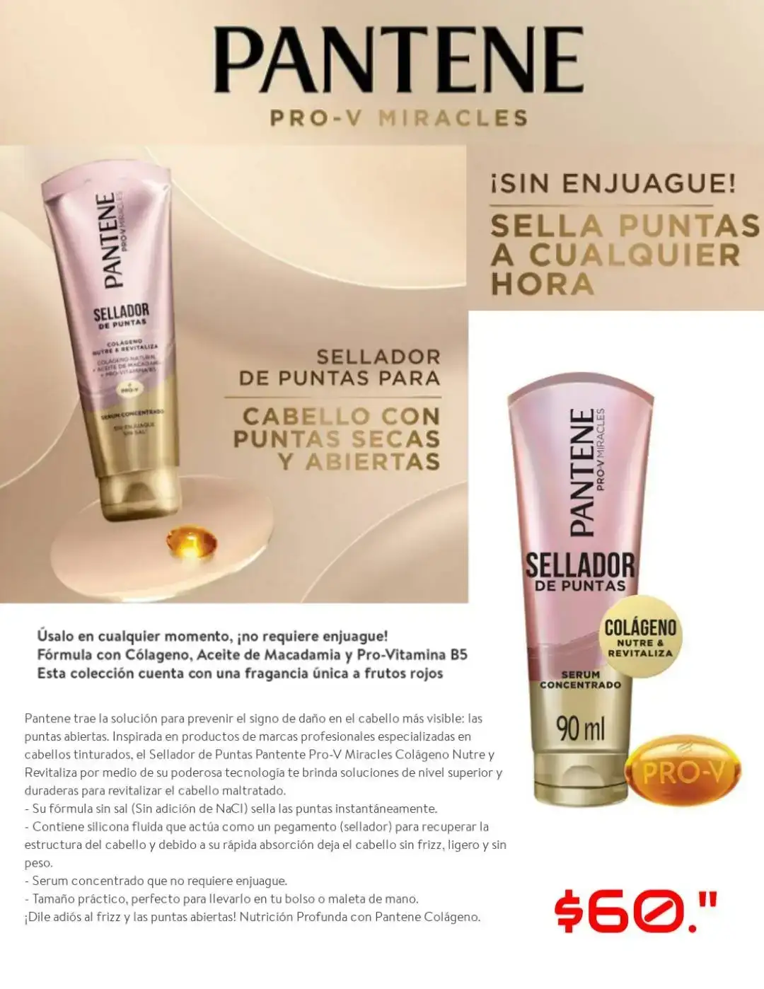 Serum Sellador de Puntas Pantene Pro-V 90ml