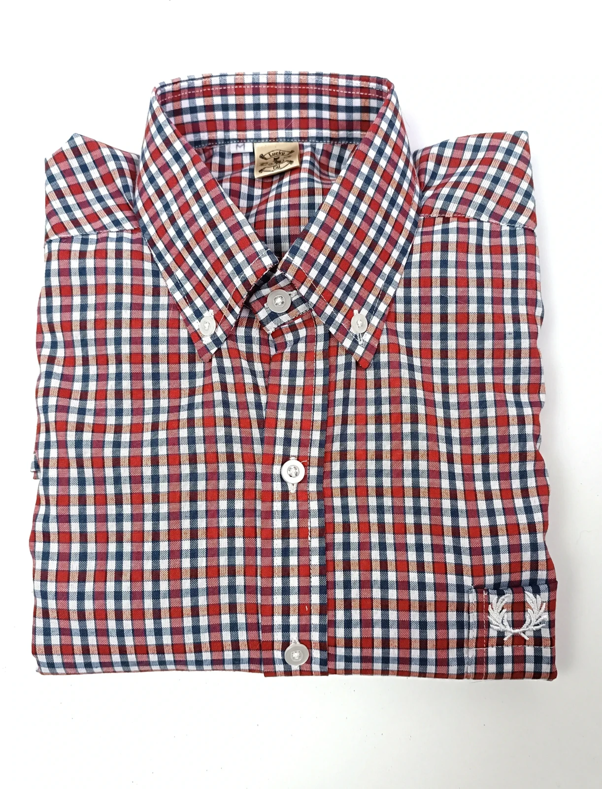 Camisa cuadros manga corta gris