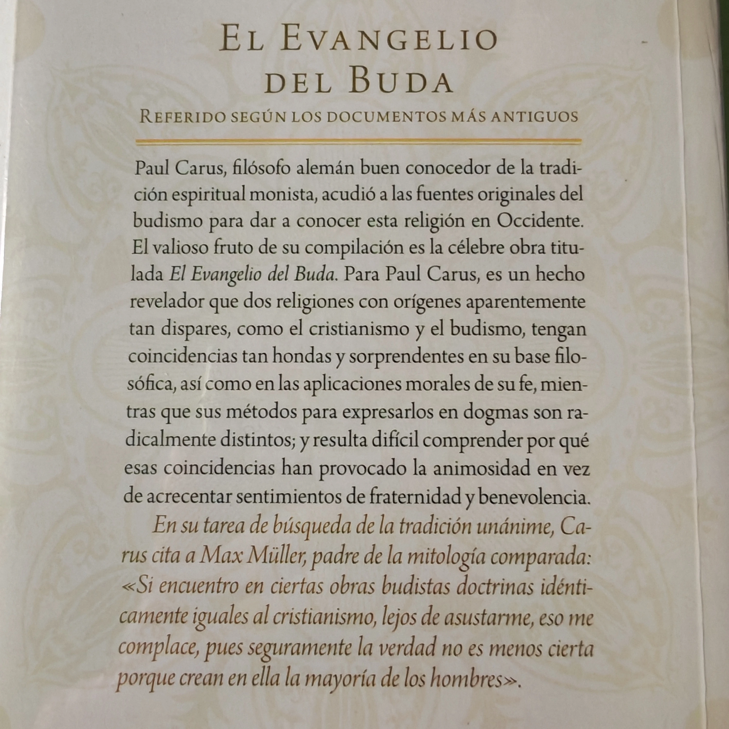 El evangelio de Buda, Paul Carus, nuevo  2