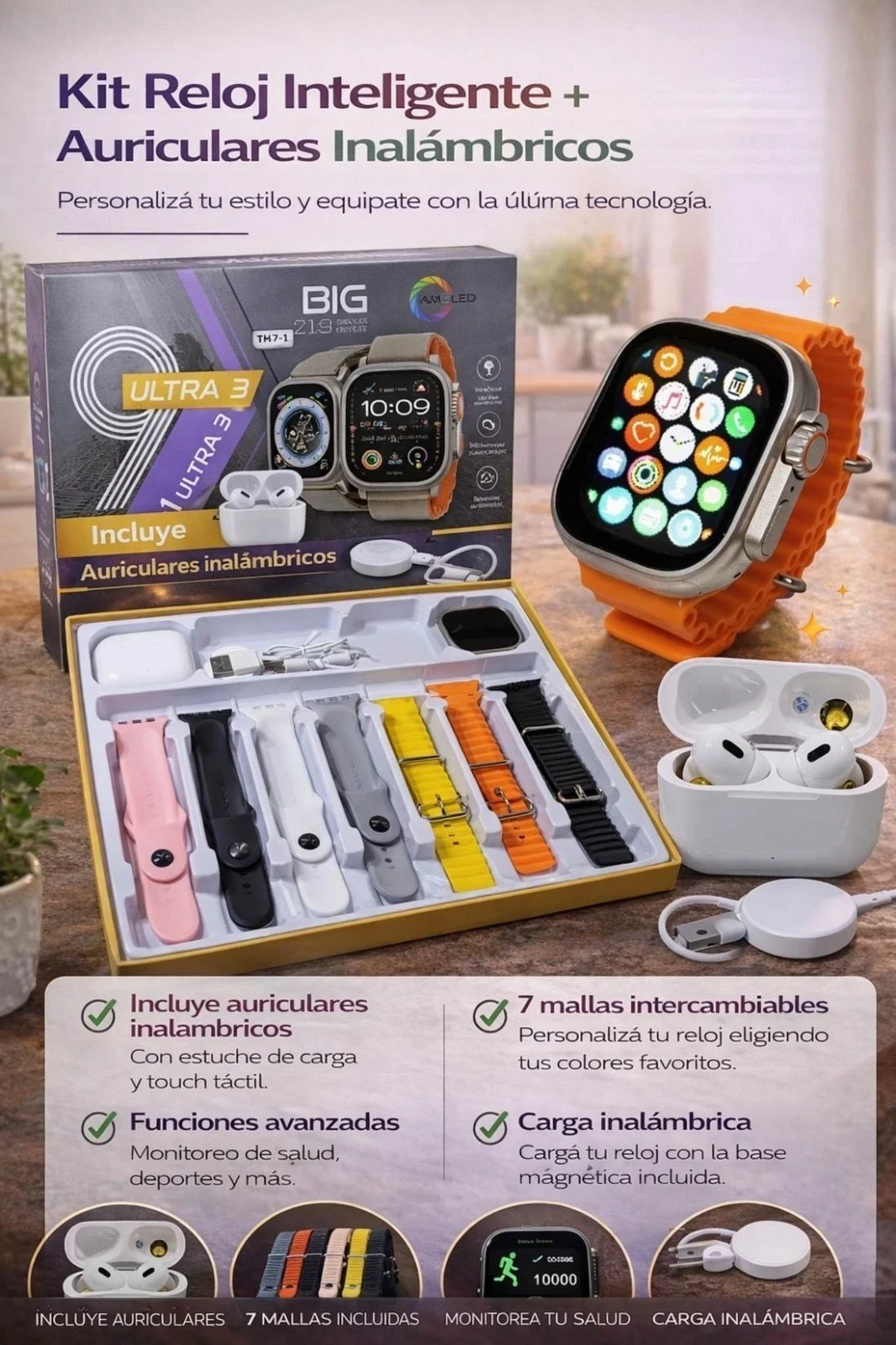 KIT RELOJ INTELIGENTE + AURIS