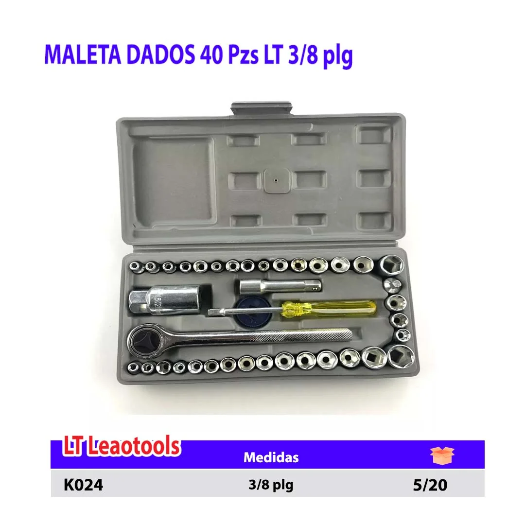 MALETA DADOS 40 Pzs LT 3/8"