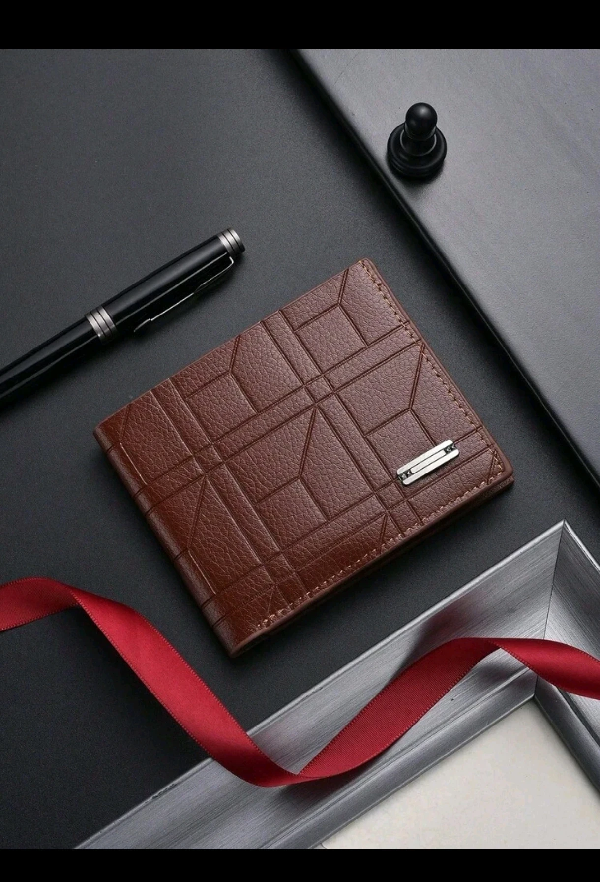 Billetera Ejecutiva Minimalista - Billetera de Poliuretano Premium con Grabado Geométrico
