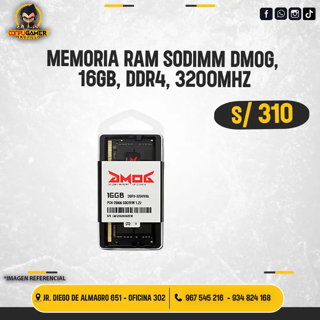 MEMORIA RAM SODIMM DMOG, 16GB, DDR4, 3200MHZ 