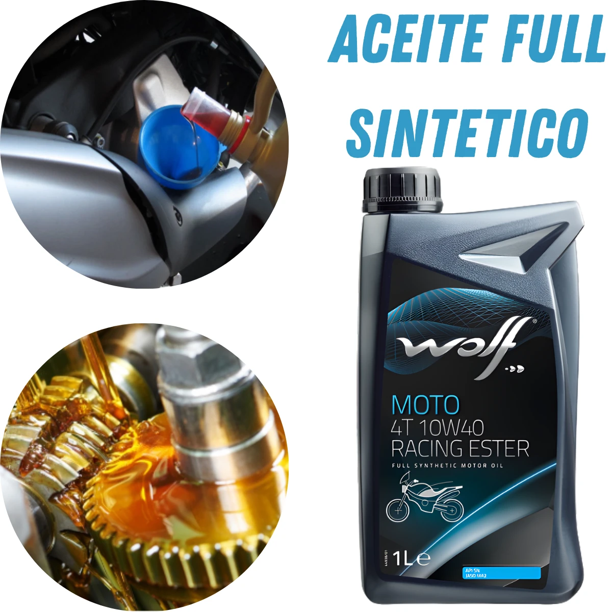 Aceite full sintético 10W40 para máximo rendimiento y protección en motores 4T.
