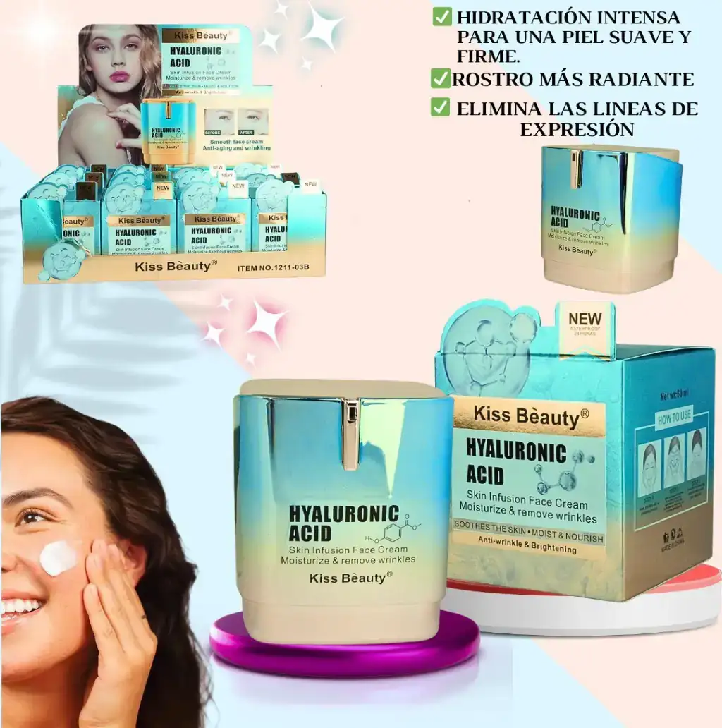 Crema Facial 50ml Ácido Hialurónico kiss Beauty