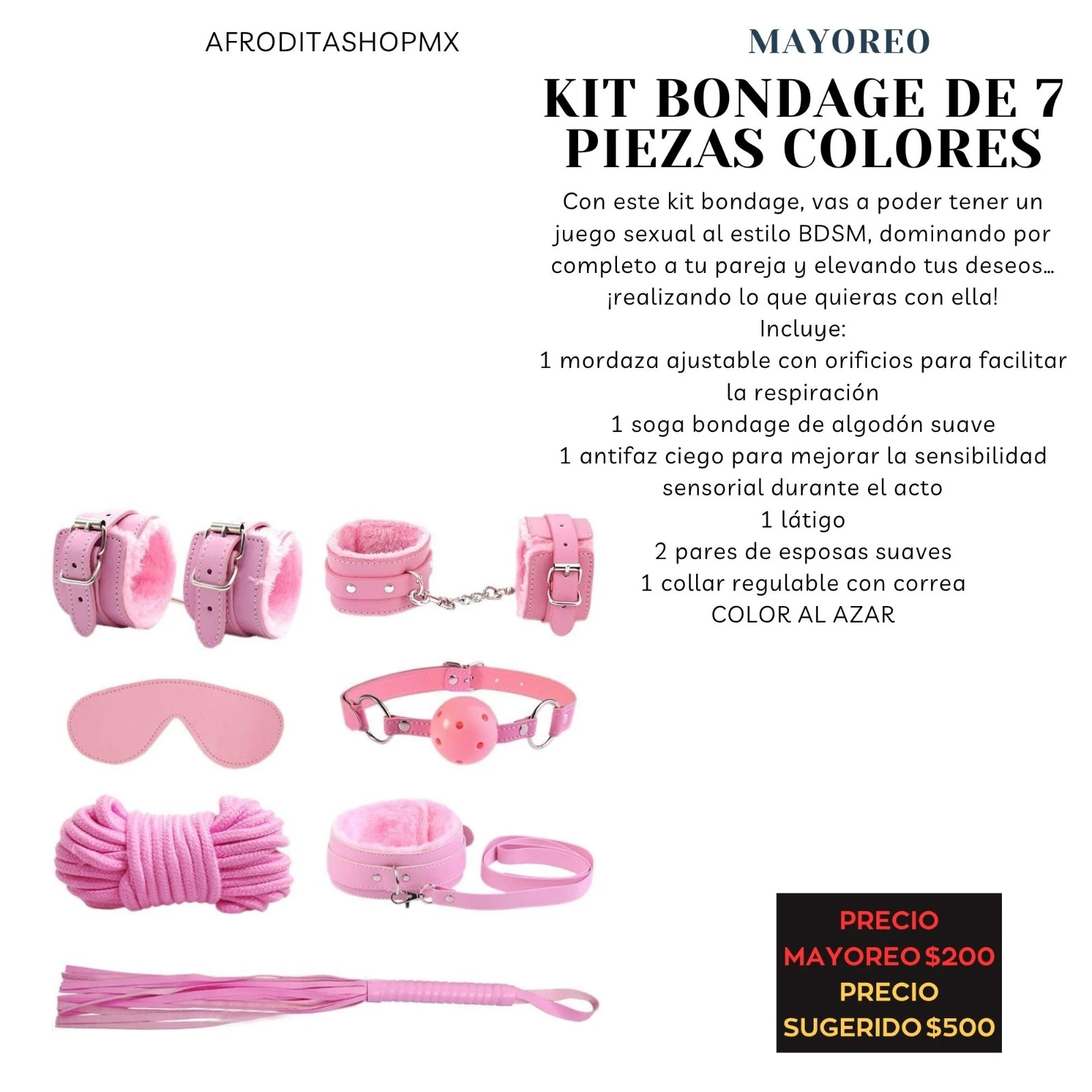 kit BONDAGE de 7 piezas colores