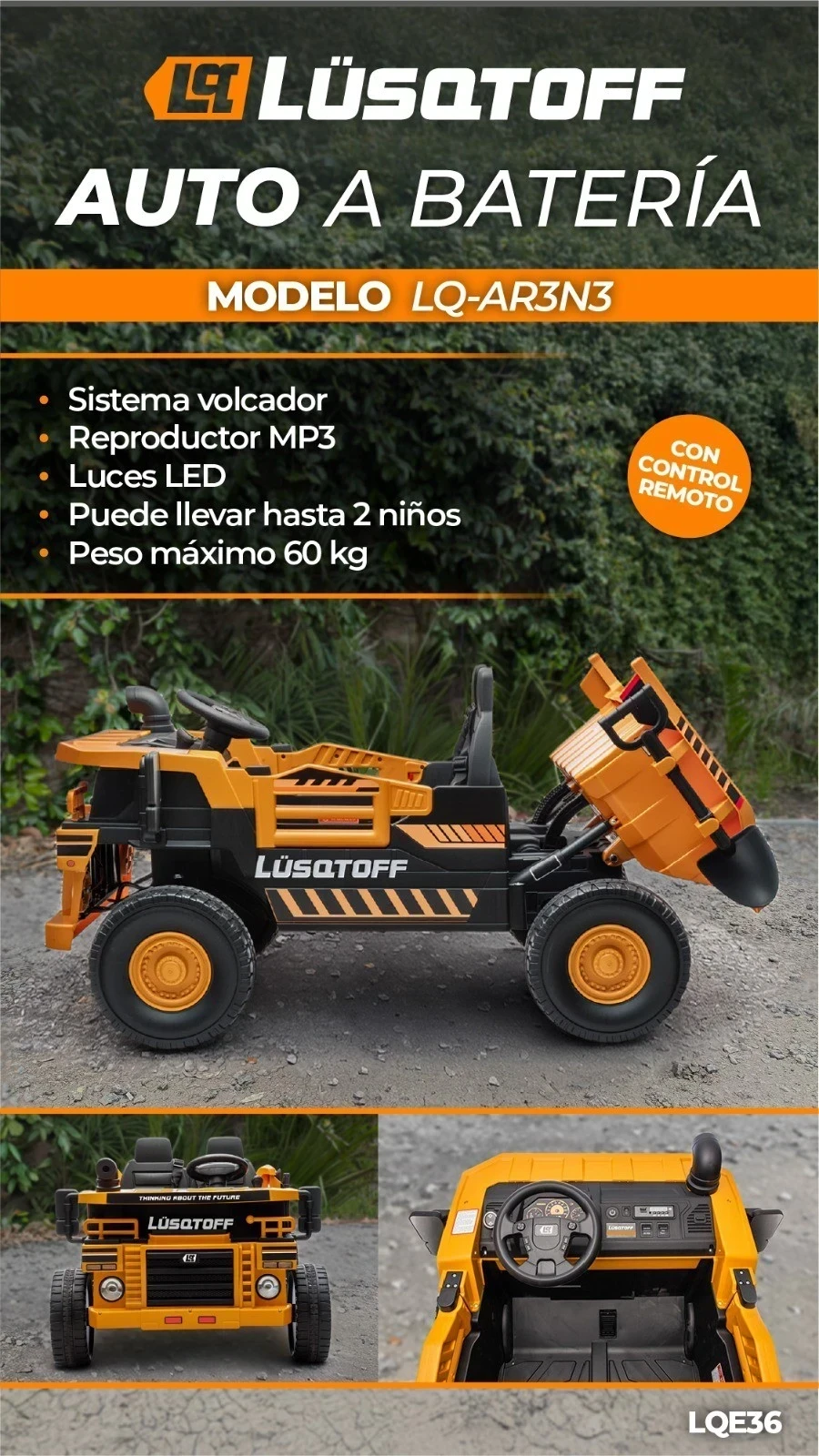 CAMIÓN ARENERO A BATERIA LÜQSTOFF MOD. LQ-AR3N3 