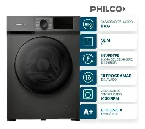 LAVARROPAS PHILCO 11KG SILVER INVERTER 