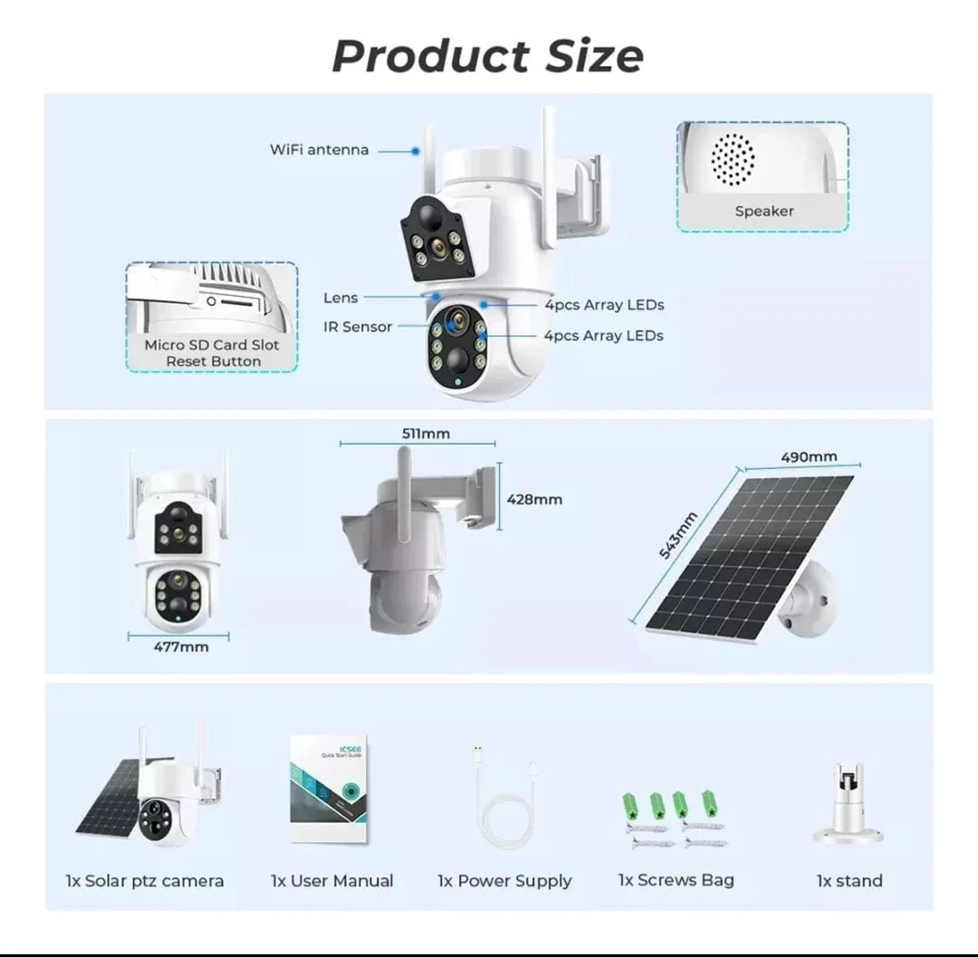 CÁMARA SOLAR EXTERIOR 360° DOBLE LENTE 6