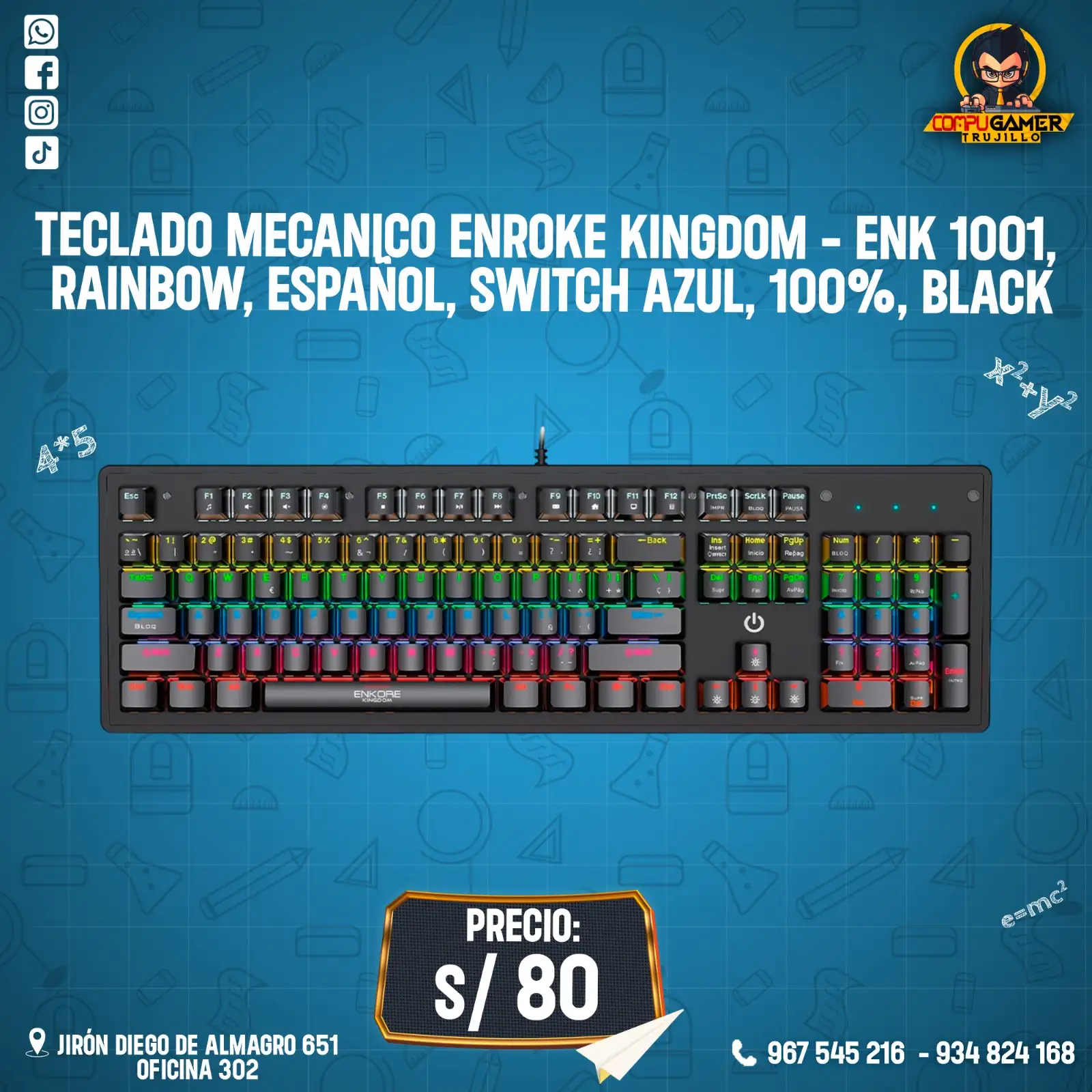 TECLADO MECÁNICO ENKORE KINGDOM - ENK 1001 BLACK
