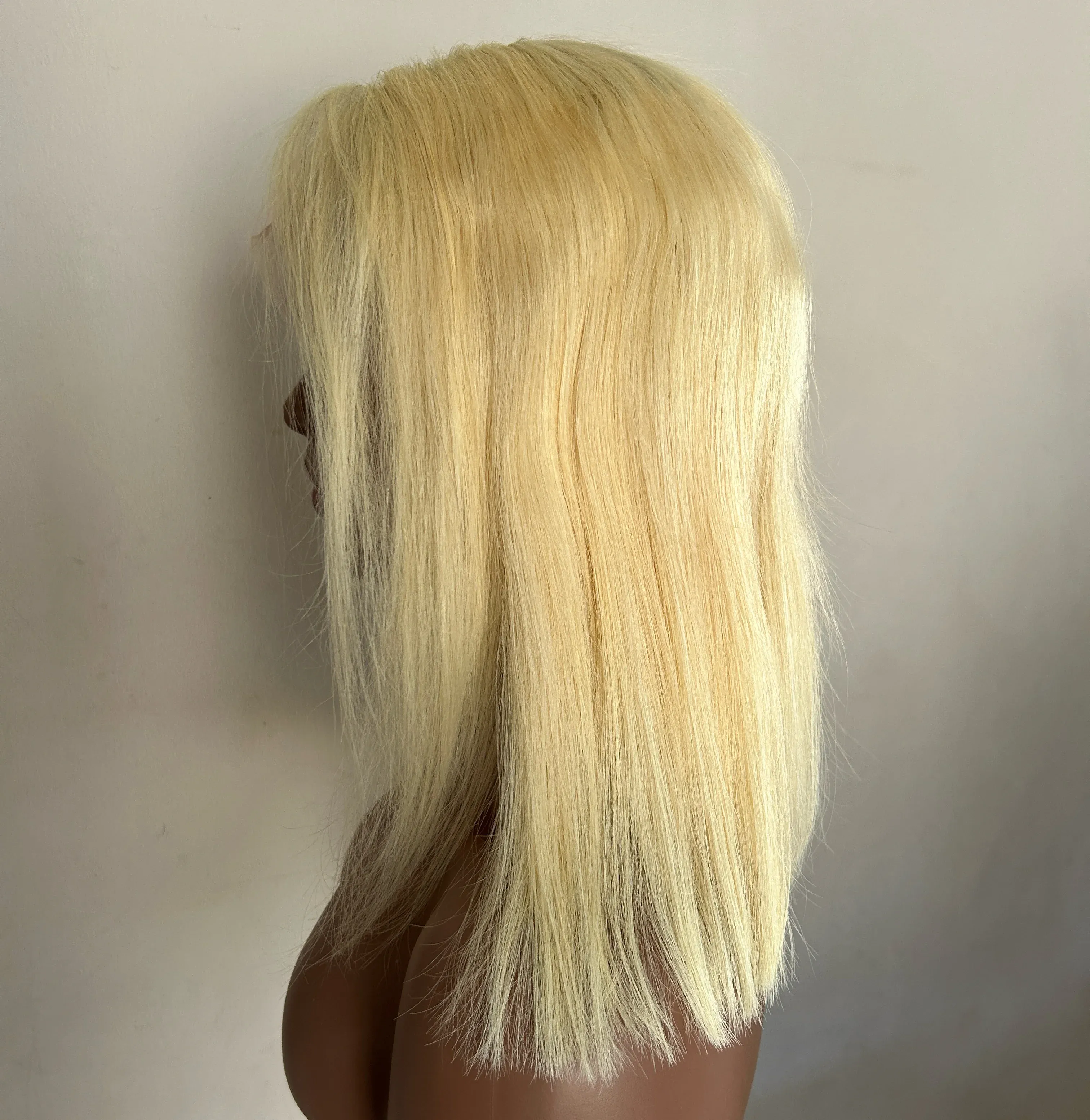 Peluca Rubia estilo Bob de 14pulgadas  encaje frontal HD de 13 x6 4